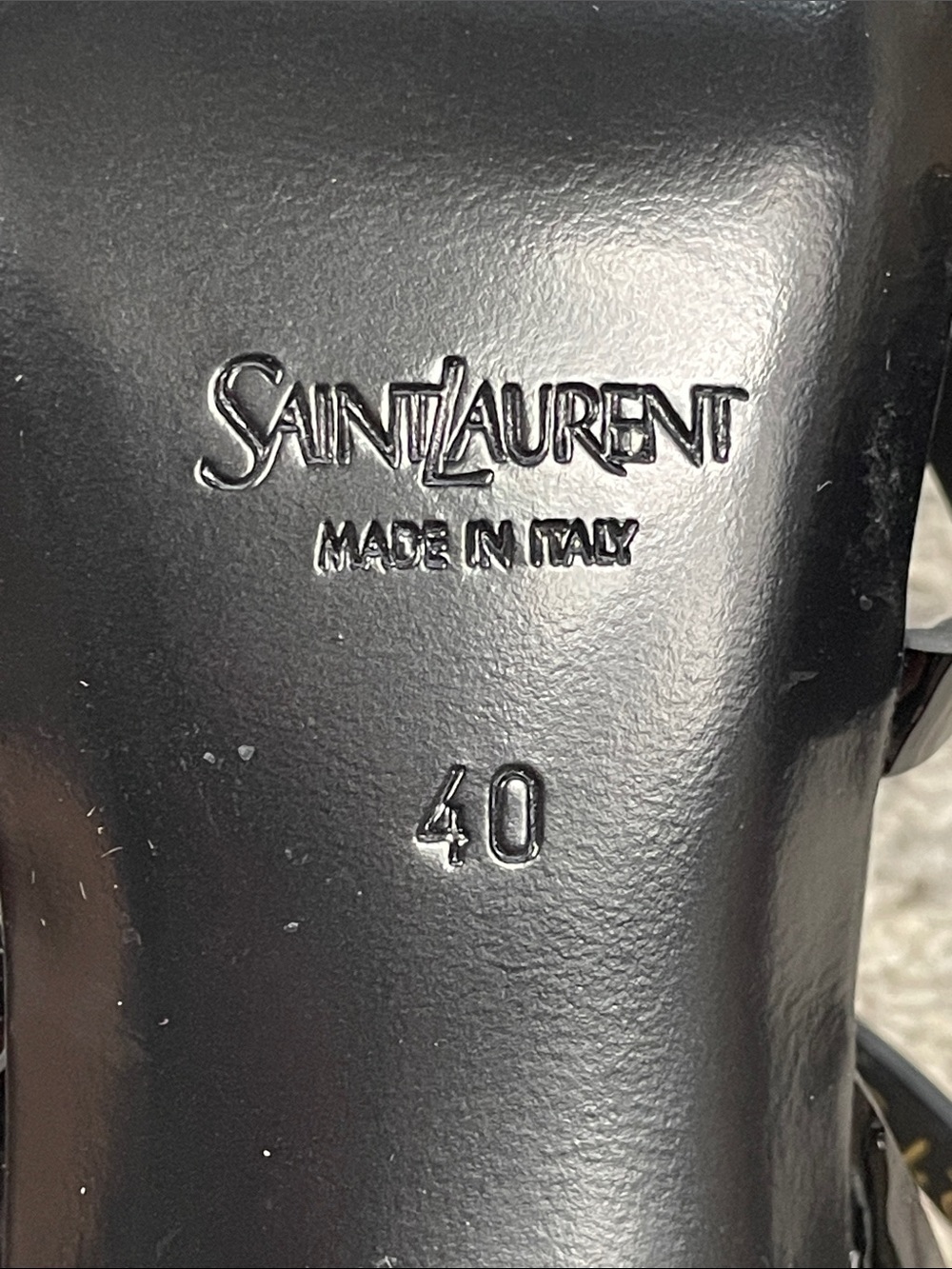 NIB Saint Laurent YSL Logo Plaque Cassandra Patent Leather Sandals Stiletto 40 - Picture 12 of 16